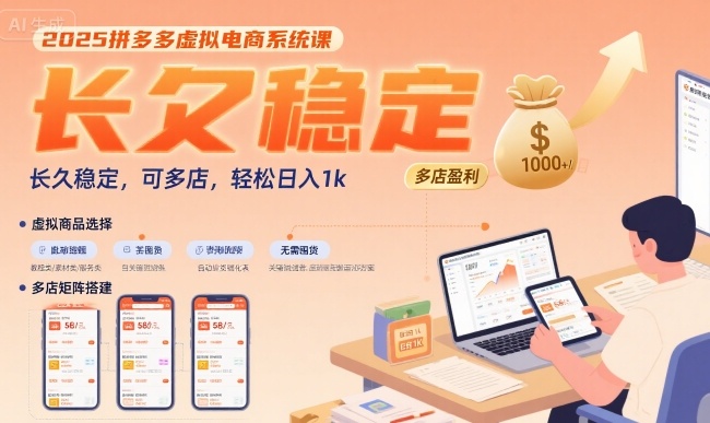2025拼多多虚拟电商系统课，长久稳定，可多店，轻松日入1k-财富区