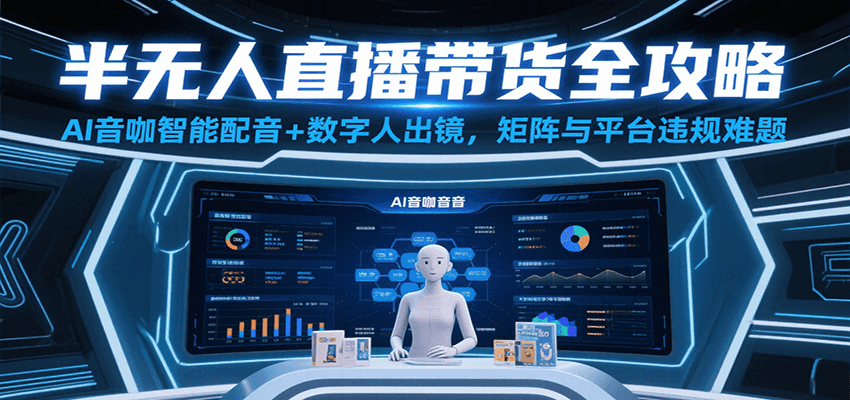 半无人直播带货全攻略：AI音咖智能配音+数字人出镜，解决账号矩阵与平台违规难题-财富区