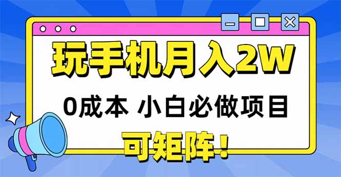 玩玩手机月入20000+，0成本小白必做项目，可矩阵-财富区