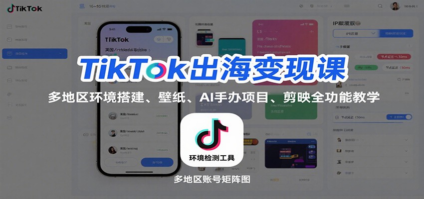 TikTok出海变现课：多地区环境搭建、壁纸、AI 手办项目、剪映全功能教学-财富区