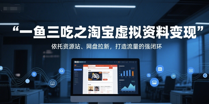 一鱼三吃之淘宝虚拟资料变现，依托资源站、网盘拉新，打造流量的强闭环-财富区