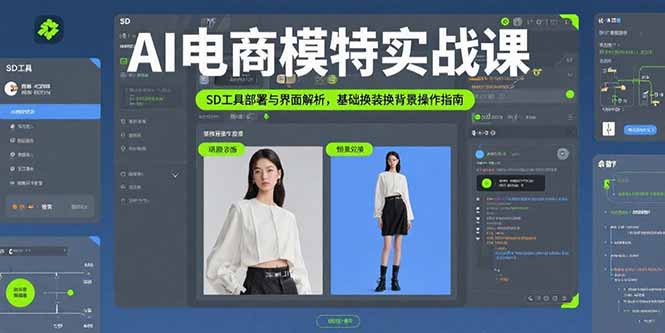AI电商模特实战课，SD工具部署与界面解析，基础换装换背景操作指南-财富区