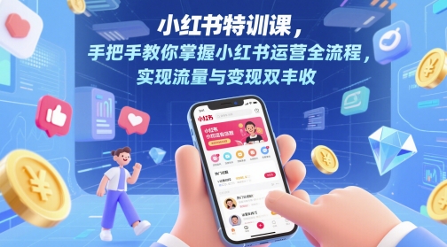 小红书特训课，手把手教你掌握小红书运营全流程，实现流量与变现双丰收-财富区