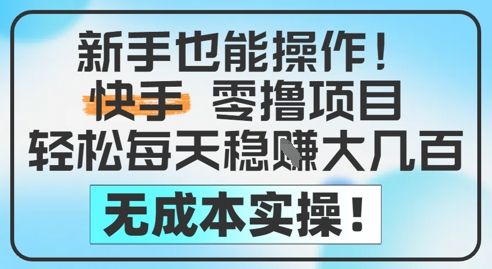 新手也能操作，快手零撸挣米，轻松每天挣2-5张，完全无成本-财富区
