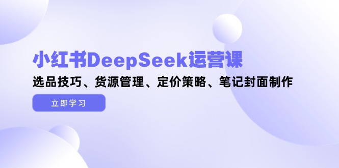 小红书DeepSeek运营课，选品技巧、货源管理、定价策略、笔记封面制作-财富区