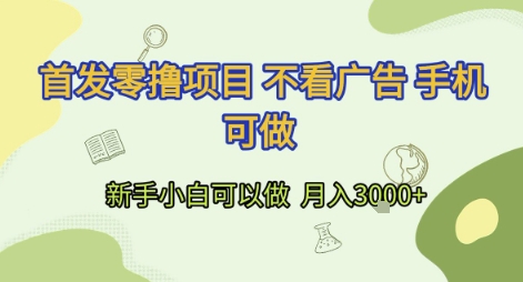 首发零撸项目 不看广告 手机可做 新手小白可以做  月入3k+-财富区