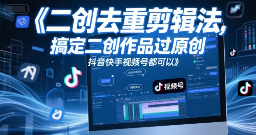 短视频二创去重剪辑法，搞定二创作品过原创，抖音快手视频号都可以-财富区