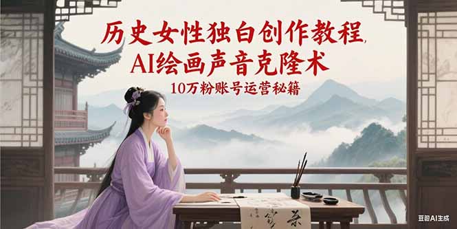 历史女性独白创作教程，AI绘画声音克隆术，10万粉账号运营秘籍-财富区