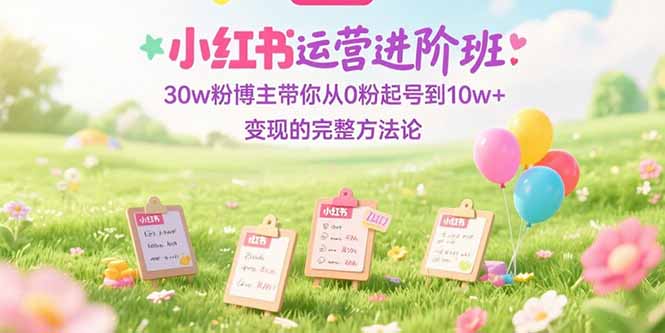 小红书运营进阶班：30w粉博主带你从0粉起号到10w+变现的完整方法论-财富区