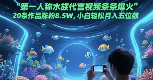 第一人称水族代言视频条条爆火，20条作品涨粉8.5W，小白轻松月入五位数-财富区
