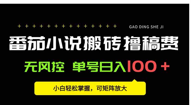 番茄小说创作人搬砖赚稿费，无风控单号日入100＋，小白轻松掌握，可矩…-财富区
