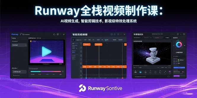 Runway全栈视频制作课：AI视频生成，智能剪辑技术，影视级特效处理系统-财富区