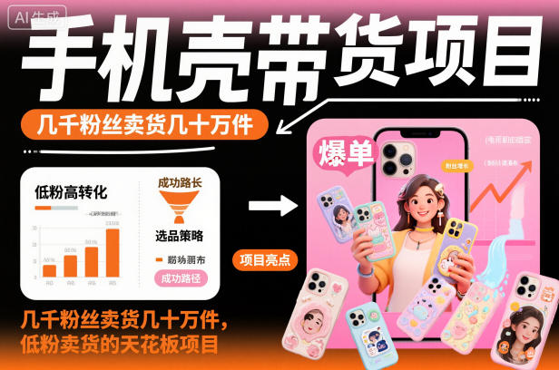 手机壳带货项目，几千粉丝卖货几十万件，短视频低粉卖货的天花板项目-财富区