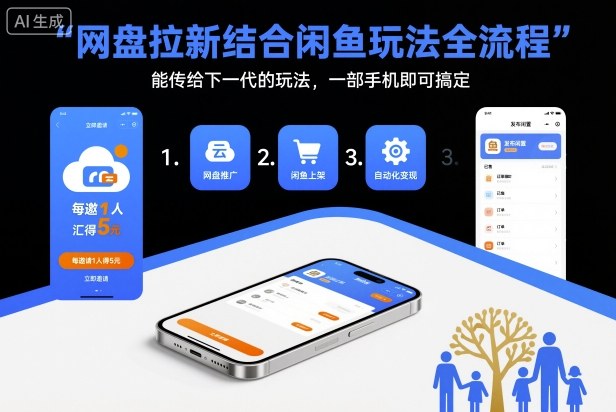 网盘拉新结合闲鱼玩法全流程，能传给下一代的玩法，一部手机即可搞定（附入口渠道以及实操教程）-财富区