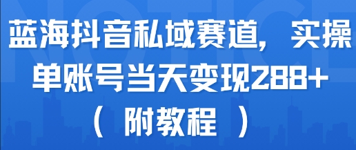 蓝海抖音私域赛道，实操单账号当天变现288+(附教程)-财富区