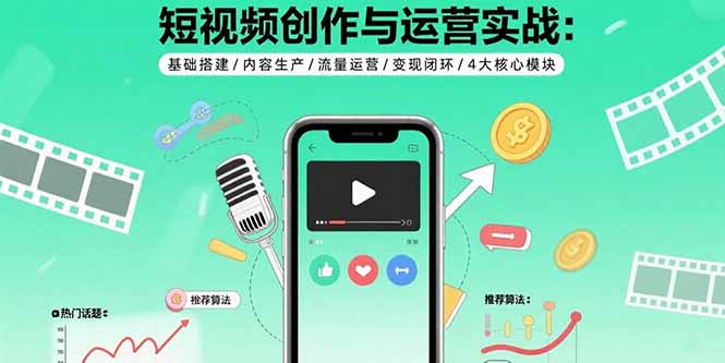短视频创作与运营实战:基础搭建/内容生产/流量运营/变现闭环/4大核心模块-财富区