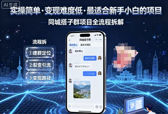 实操简单，变现难度低，最适合新手小白做的项目，每天轻松收入3张，同城搭子群项目全流程拆解-财富区