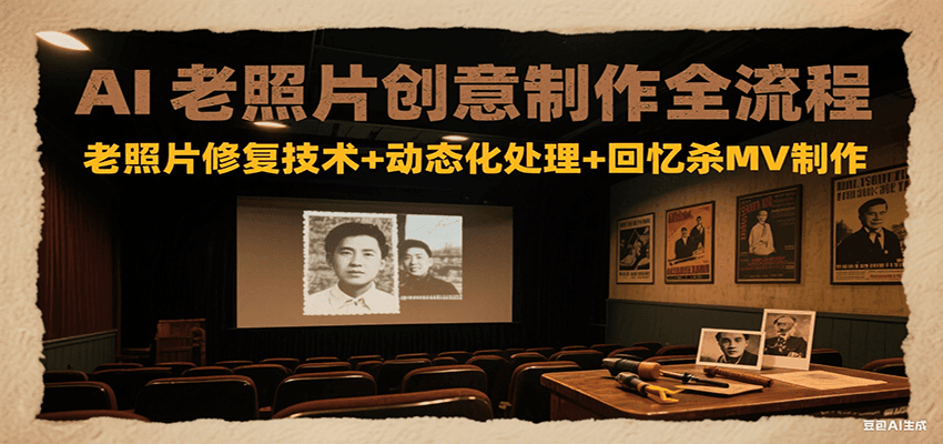 AI老照片创意制作全流程：老照片修复技术+动态化处理+回忆杀MV制作-财富区