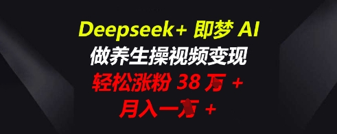 Deepseek+即梦AI，做养生操视频变现，轻松涨粉38W+，月入一W+-财富区