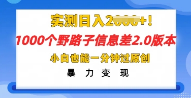2025抖音1000个野路子信息差最新玩法，一分钟过原创，暴力变现月入几k-财富区