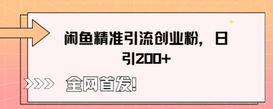 闲鱼精准引流创业粉，轻松日引200+-财富区