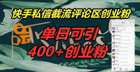 快手私信截流创业粉，一天引流400+-财富区