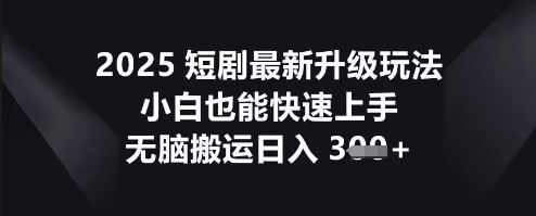 2025短剧最新升级玩法，小白也能快速上手，无脑搬运日入3张-财富区