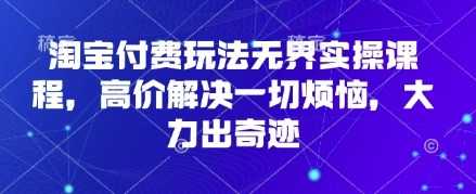 淘宝付费玩法无界实操课程，高价解决一切烦恼，大力出奇迹-财富区