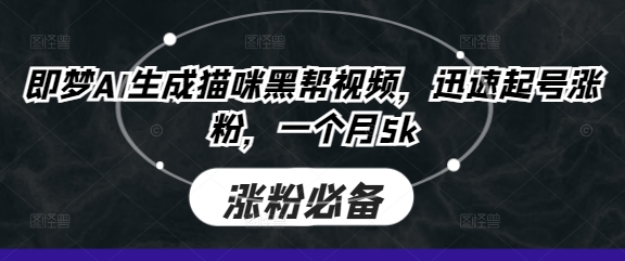 即梦AI生成猫咪黑帮视频，迅速起号涨粉，一个月5k-财富区