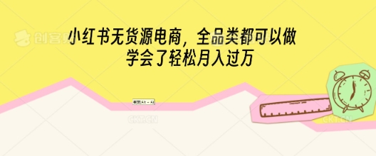 小红书无货源电商，全品类都可以做，学会了轻松月入过W-财富区