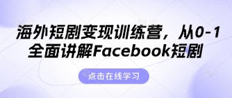 海外短剧变现训练营，从0-1全面讲解Facebook短剧-财富区