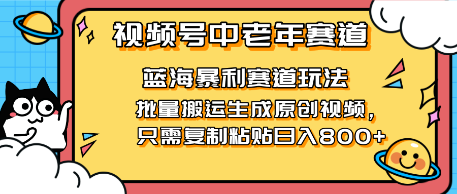 （14314期）2025视频号中老年短视频蓝海暴利风口！复制粘贴搬运视频单日赚800+，无…-财富区