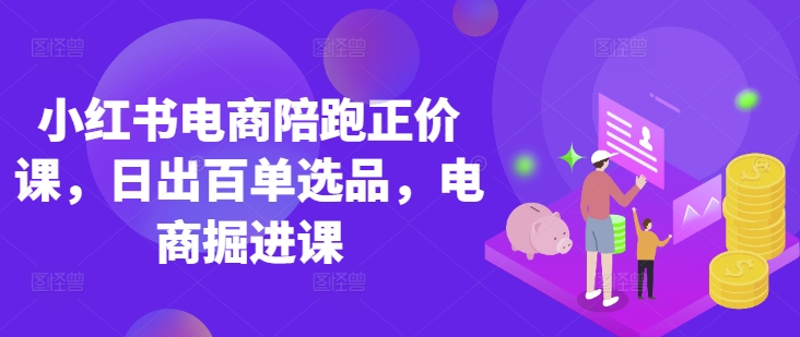 小红书电商陪跑正价课，小红书官方认证电商讲师教学，日出百单选品，电商掘进课-财富区