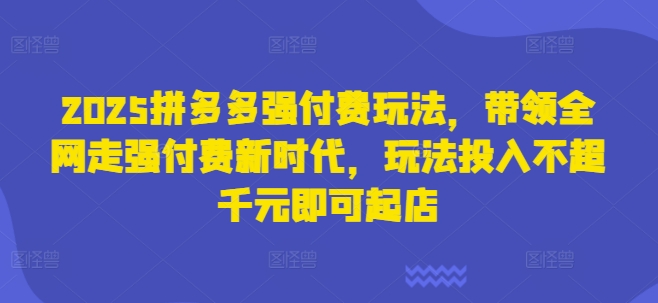 2025拼多多强付费玩法，带领全网走强付费新时代，玩法投入不超千元即可起店-财富区