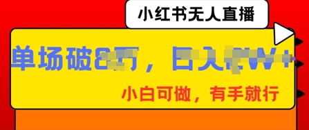 小红书无人直播，纯小白可做，有手就行，单场直播销售额破8w-财富区