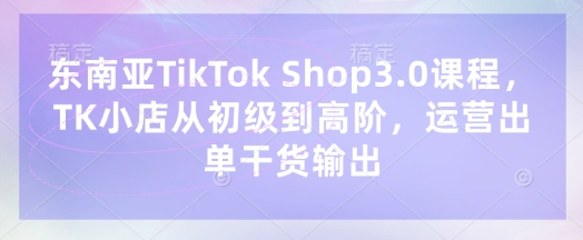 东南亚TikTok Shop3.0课程，TK小店​从初级到高阶，运营出单干货输出-财富区