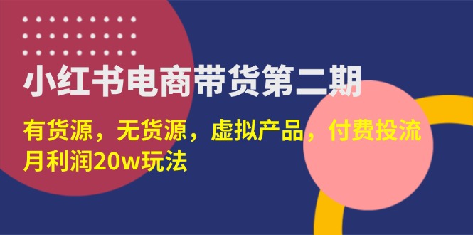 （14186期）小红书电商带货第二期，有货源，无货源，虚拟产品，付费投流，月利润20w-财富区