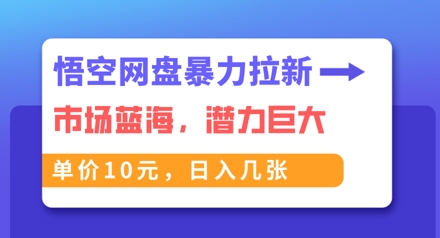 悟空网盘暴力拉新：一单10元，市场空白，日入几张-财富区
