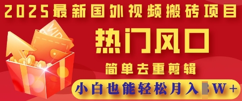 2025最新视频搬砖项目，热门风口，简单去重剪辑，小白也能轻松月入过W-财富区