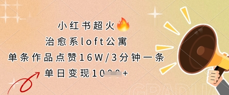 小红书超火的治愈系loft公寓，单条作品点赞16W，3分钟一条，单日变现数张-财富区