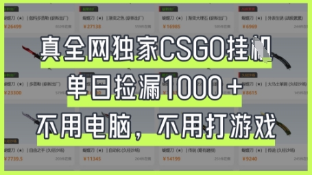 真全网独家CSGO挂G，单日捡漏1k+【揭秘】-财富区