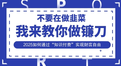 韭菜生涯终结者，我来教你做镰刀，2025如何通过“知识付费”实现财F自由【揭秘】-财富区