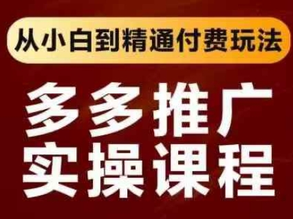 拼多多推广实操课程，从小白到精通付费玩法-财富区