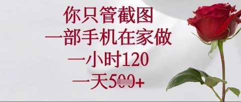 你只管截图，一部手机在家操作，一小时120.一天5张【揭秘】-财富区