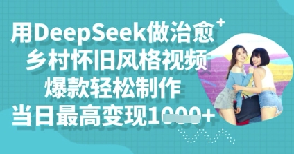 用DeepSeek做治愈乡村怀旧风格视频，爆款轻松制作，当日最高变现多张-财富区